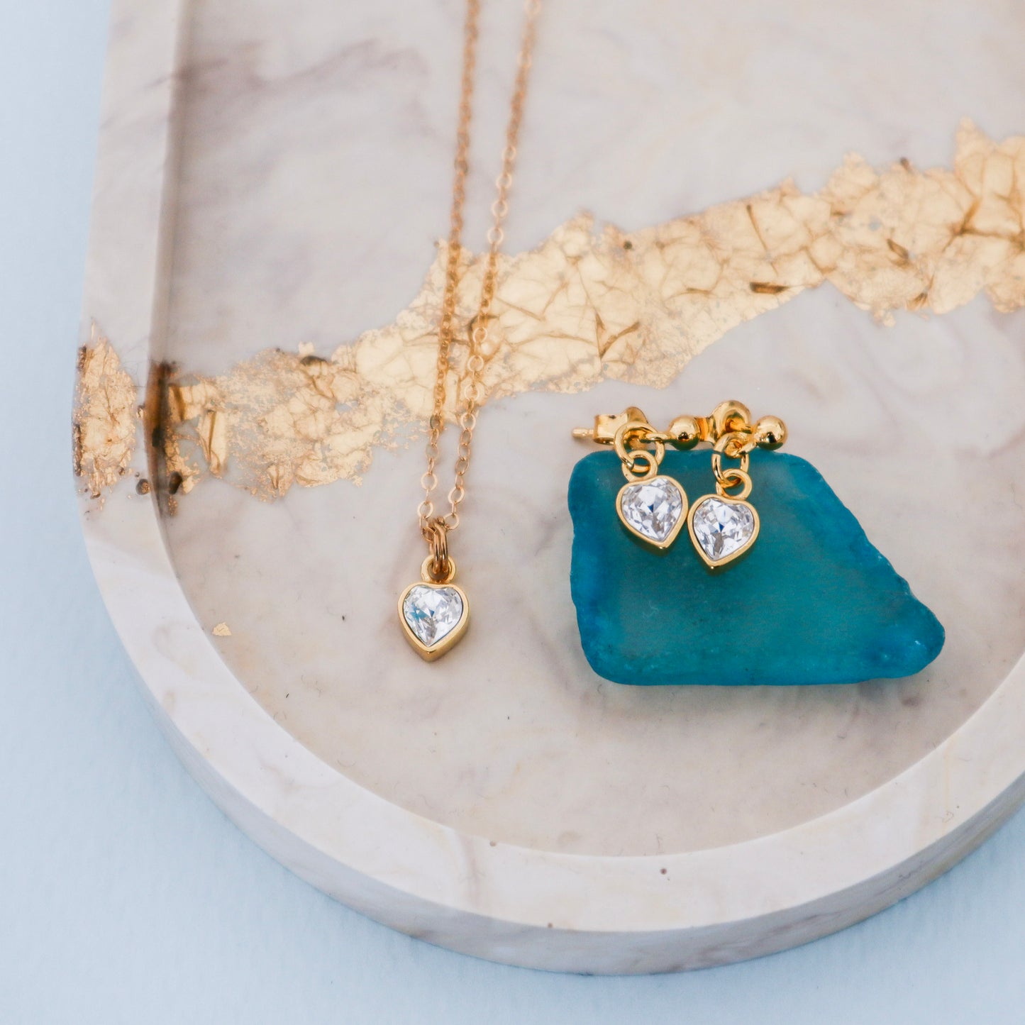 Ketting met Swarovski kristal hartje goldfilled met zilveren verguld