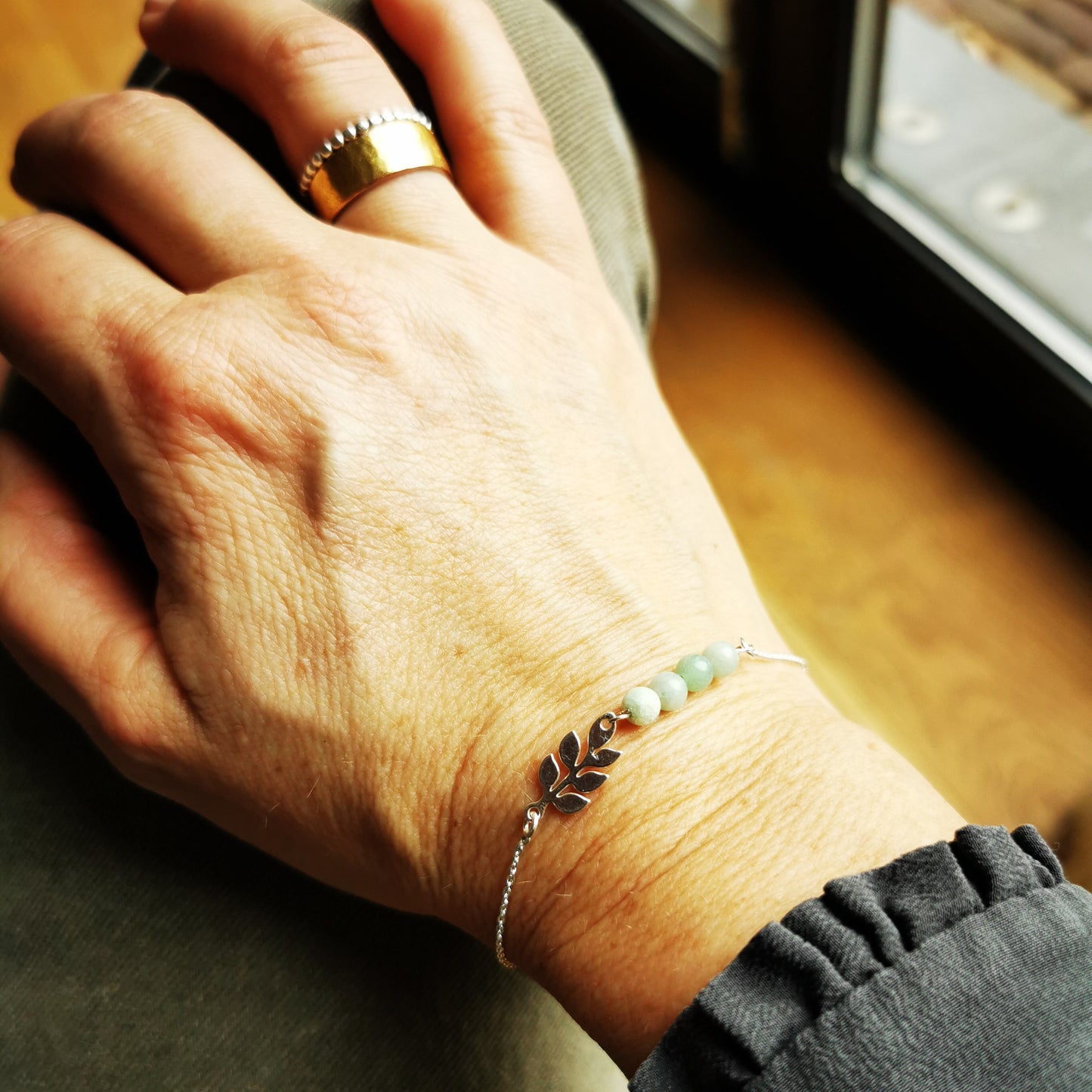Armband met bedel zilver en jade