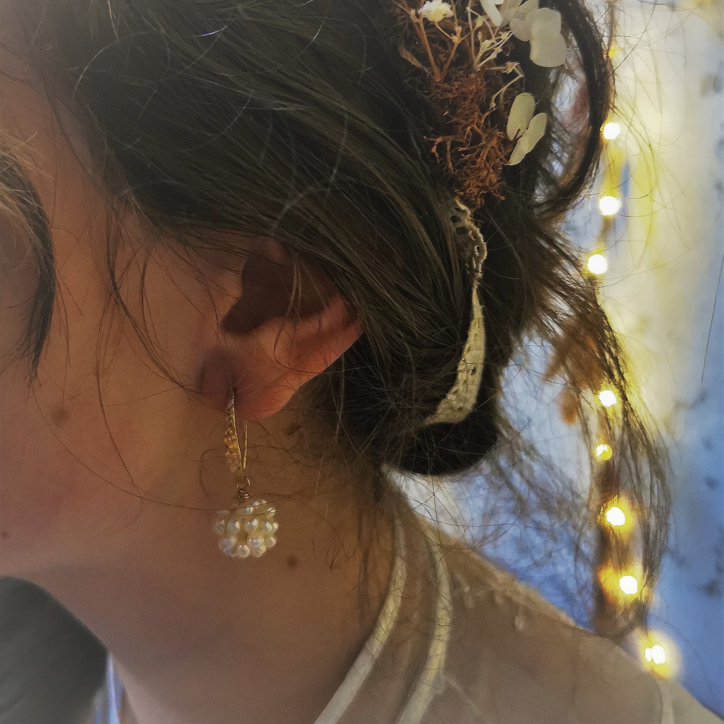 Oorbellen goud op zilver met parels