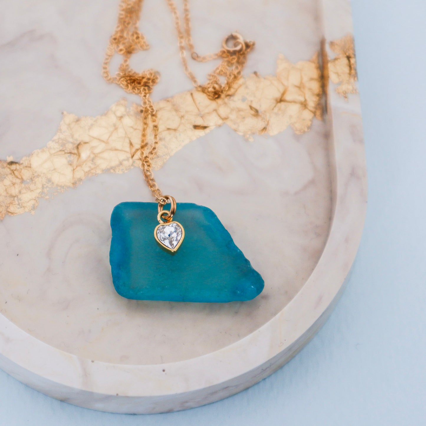 Ketting met Swarovski kristal hartje goldfilled met zilveren verguld