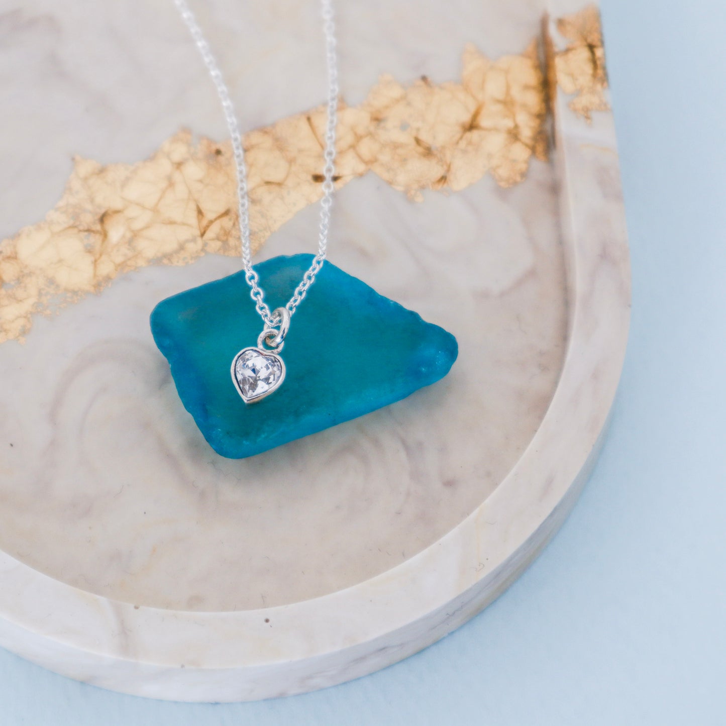 Ketting met Swarovski kristal hartje zilver