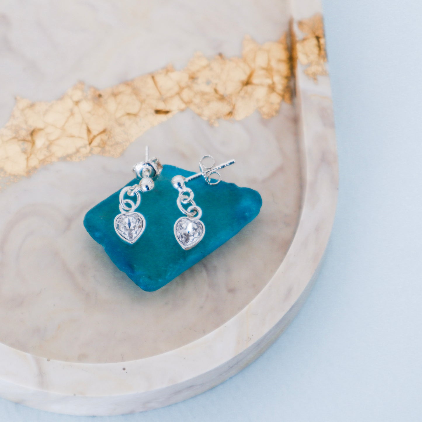 Oorstekers met Swarovski kristal hartje zilver