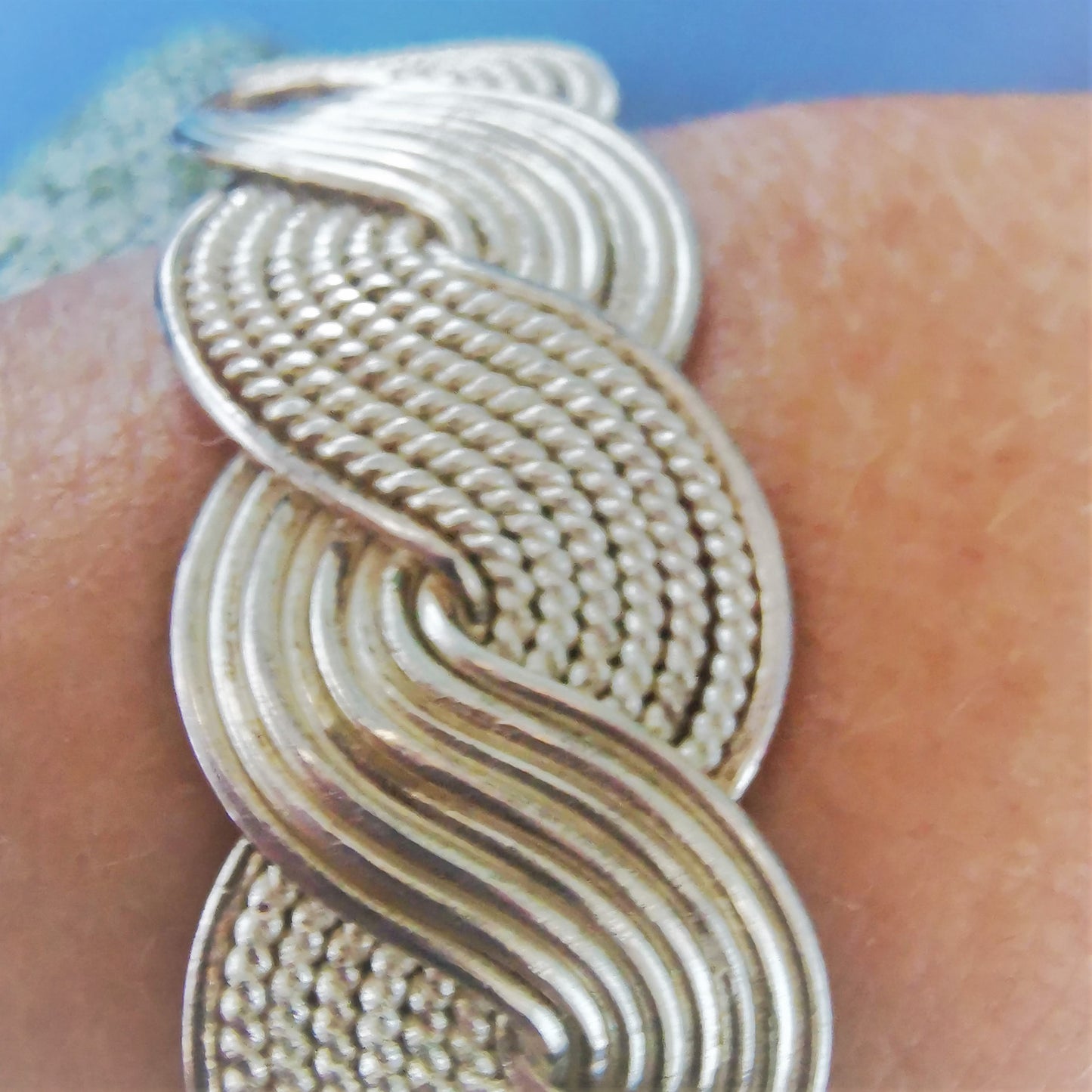 Armband vintage geweven draad zilver